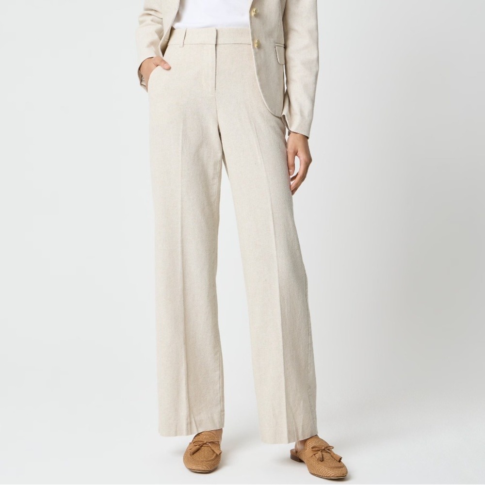 NWT J.Crew Remy Pant 0P Beige Womens Linen Blend Straight Leg Chino CJ924